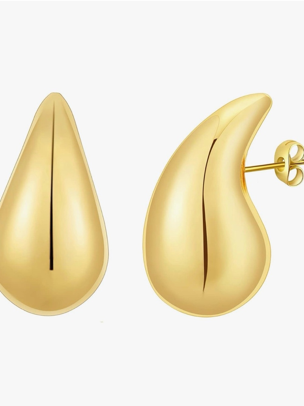 New Gold Sculpted Teardrop Stud Earrings
